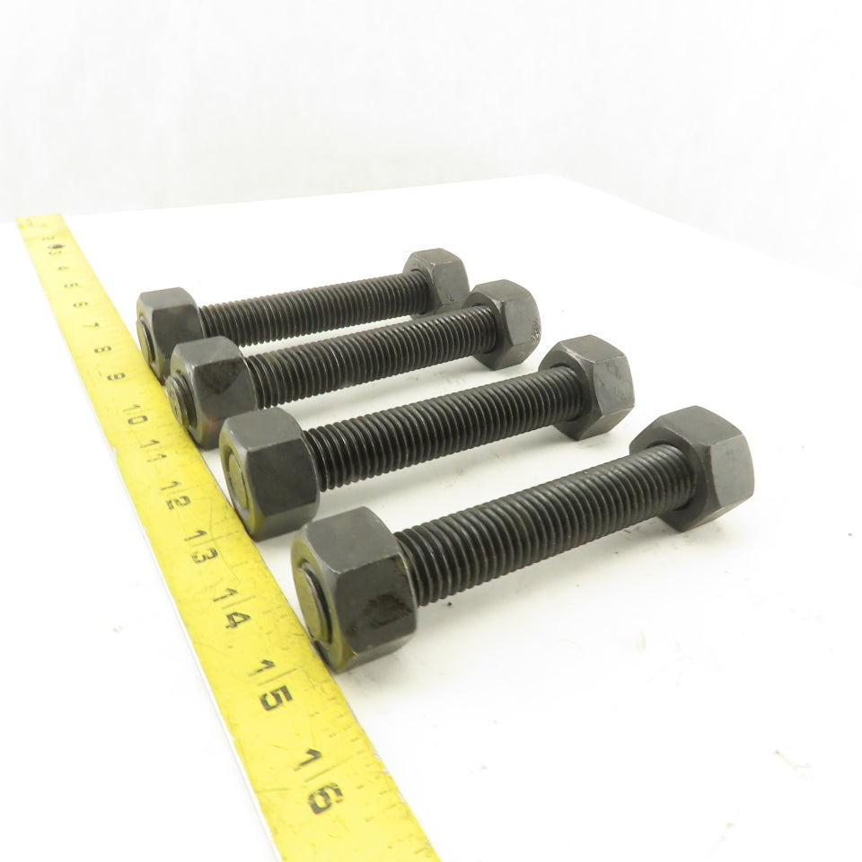 3/4-10 x 5-1/4" OAL Full Thread Stud With 2 Nuts Grade B7 A193 Lot Of 4