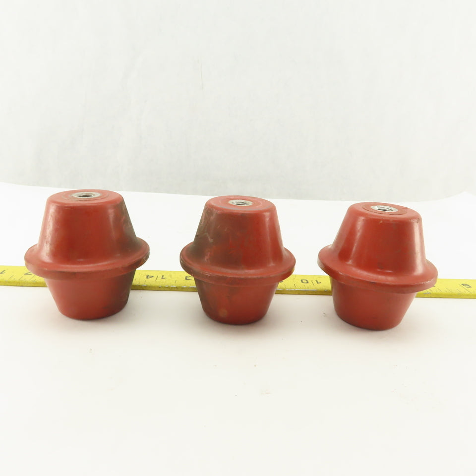 2-1/4" High 2-1/2" OD Electric Insulator Stand Off 3/8-16" Threaded Lot Of 3