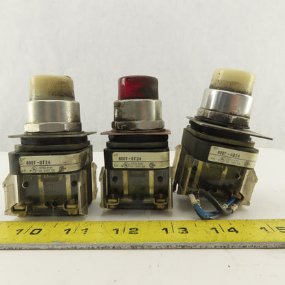 Allen Bradley 800T-QT24 24V Illuminated Momentary Contact Red White Lot Of 3