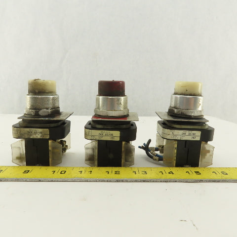 Allen Bradley 800T-QT24 24V Illuminated Momentary Contact Red White Lot Of 3