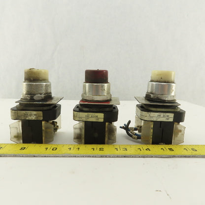 Allen Bradley 800T-QT24 24V Illuminated Momentary Contact Red White Lot Of 3