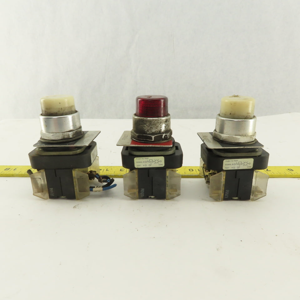 Allen Bradley 800T-QT24 24V Illuminated Momentary Contact Red White Lot Of 3
