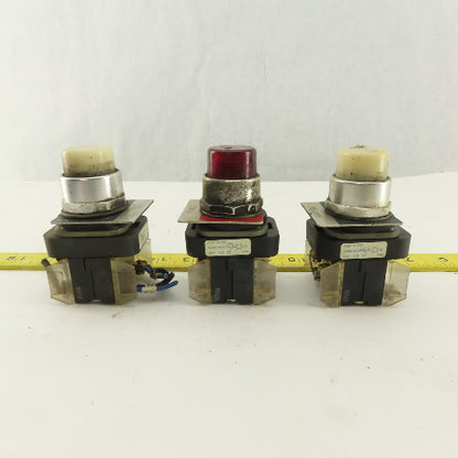 Allen Bradley 800T-QT24 24V Illuminated Momentary Contact Red White Lot Of 3