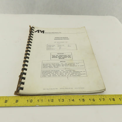 Warner Swasey W-2040 24 Station 20 Ton CNC Turret Alarm Code Operator Manual