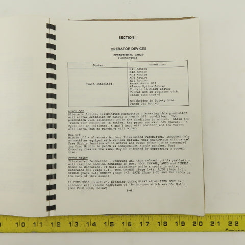 Warner Swasey W-2040 24 Station 20 Ton CNC Turret Alarm Code Operator Manual