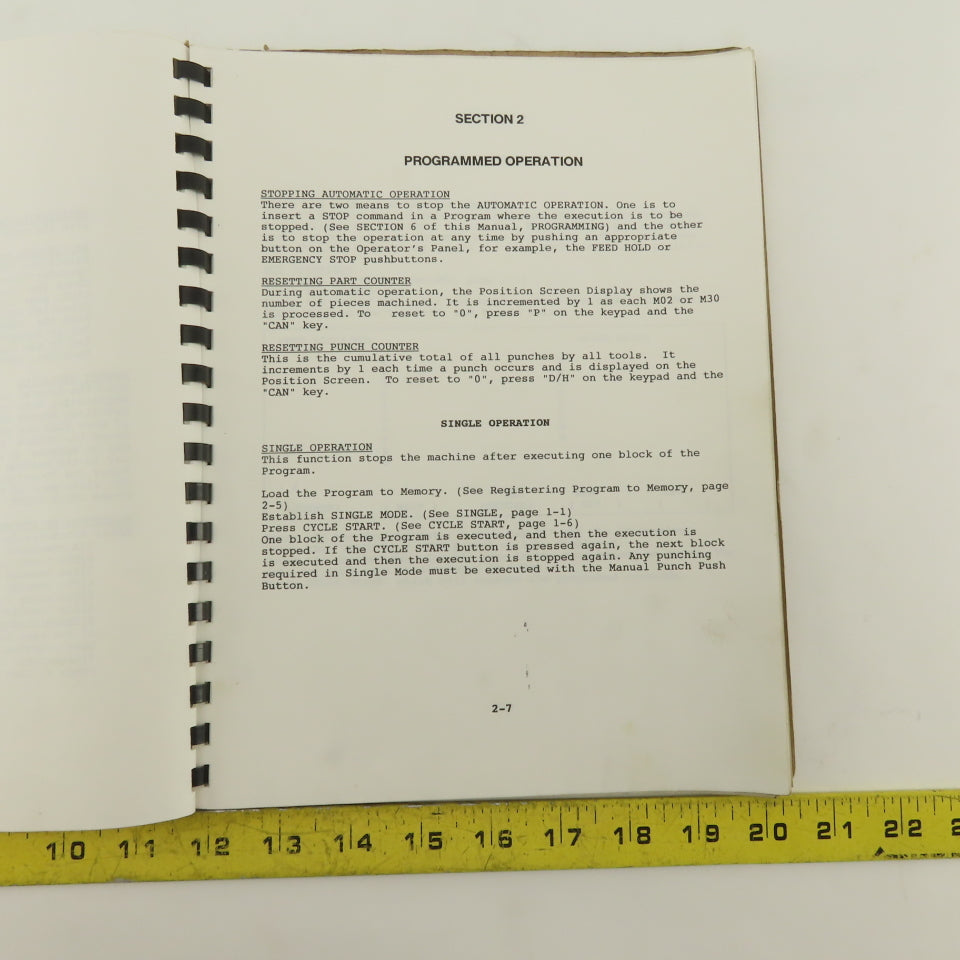 Warner Swasey W-2040 24 Station 20 Ton CNC Turret Alarm Code Operator Manual