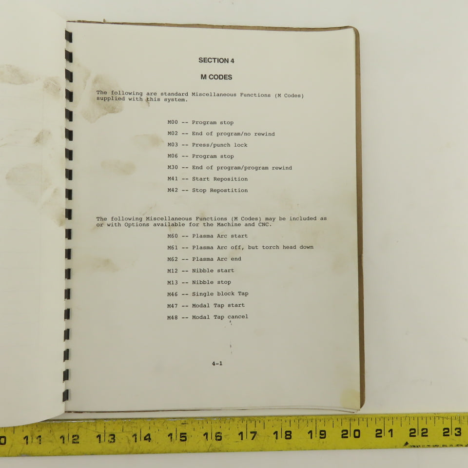 Warner Swasey W-2040 24 Station 20 Ton CNC Turret Alarm Code Operator Manual