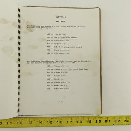 Warner Swasey W-2040 24 Station 20 Ton CNC Turret Alarm Code Operator Manual