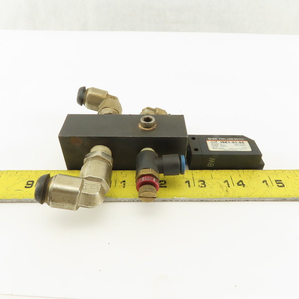 SMC ISE1-01-55 12-24V 1MPa Max Pressure Switch 4 Port Manifold