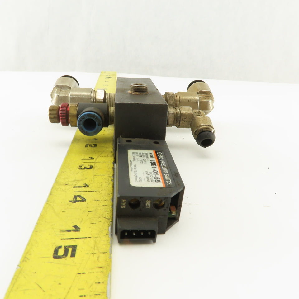 SMC ISE1-01-55 12-24V 1MPa Max Pressure Switch 4 Port Manifold