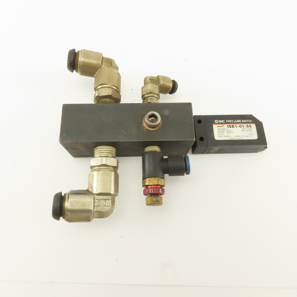 SMC ISE1-01-55 12-24V 1MPa Max Pressure Switch 4 Port Manifold