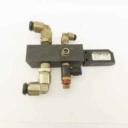 SMC ISE1-01-55 12-24V 1MPa Max Pressure Switch 4 Port Manifold