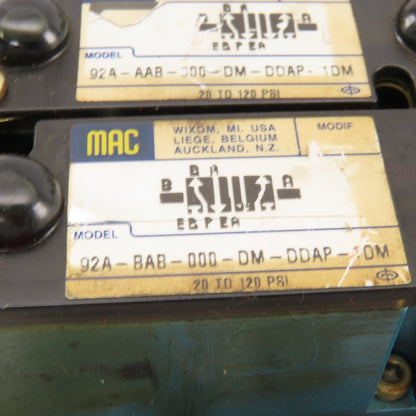 MAC 92A-BAB-000-DM-DDAP-1DM Solenoid Operated Pneumatic Valve Bank 2 Way 24VDC