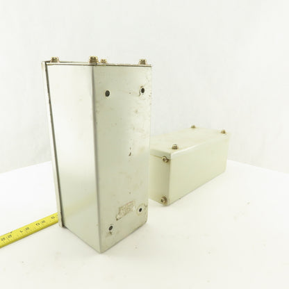 9-1/2" x 4" x 4" Electrical Enclosure Screw Top Side Covers Lot OF 2