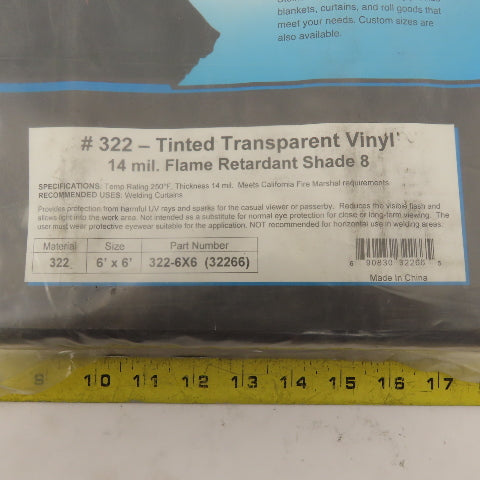 Steiner 322-6X6 Tinted Transparent Vinyl 14 mil. Flame Retardant Curtain 6' x 6'
