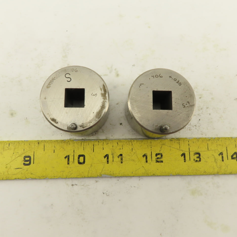 S-7 .406 +.030 Square Hole CNC Turret Punch Die For 1.5625 Holder Lot Of 2