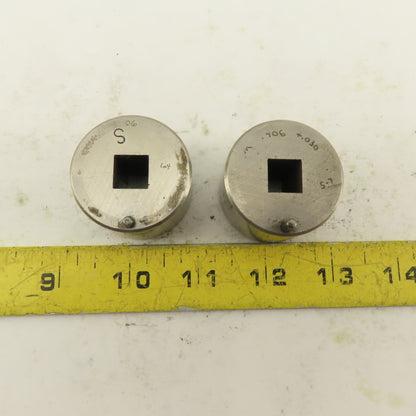 S-7 .406 +.030 Square Hole CNC Turret Punch Die For 1.5625 Holder Lot Of 2