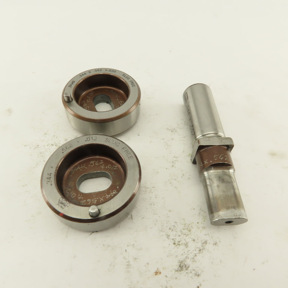 .344 x .562 + Tol Oval Die Punch CNC Turret .625 Punch Shank Lot Of 3