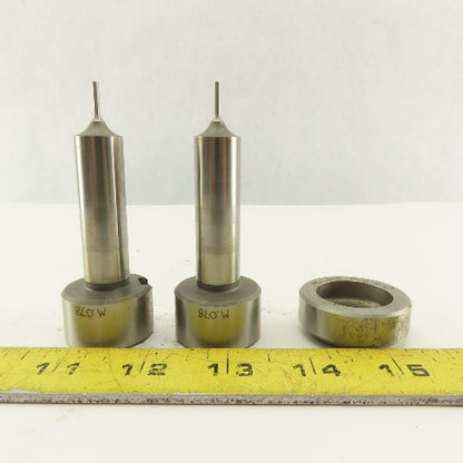 .078 +.012 Round Pin Hole Die CNC Turret Punch Shank 1.250 Lot Of 3