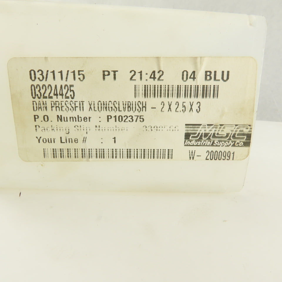 Danly 6-16-3 2" ID x 3" Long Steel Mold And Die Slide Sleeve Bearing