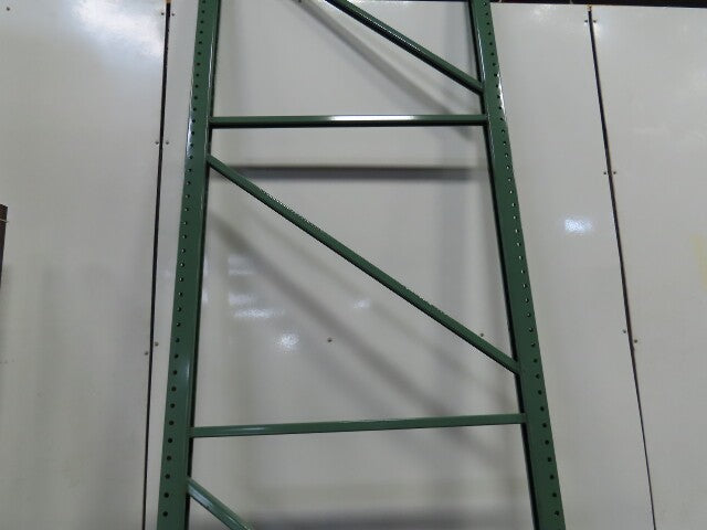 48" x 12' x 3"x3" Teardrop Pallet Racking Upright Leg 22,900 lbs Capacity NEW   Welded GREEN