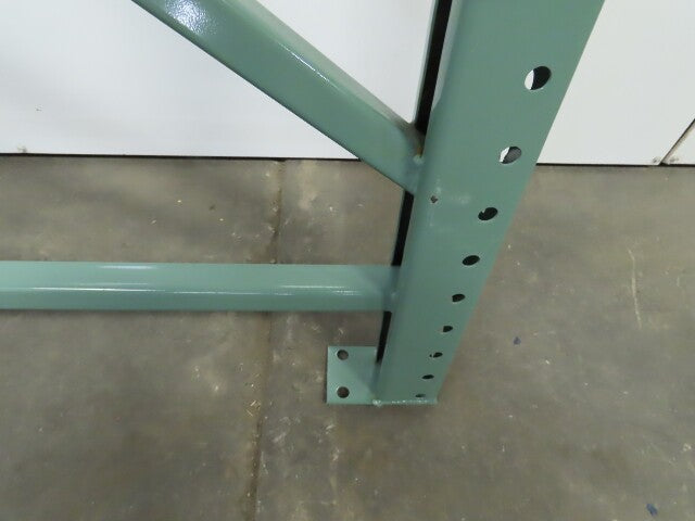 48" x 12' x 3"x3" Teardrop Pallet Racking Upright Leg 22,900 lbs Capacity NEW   Welded GREEN