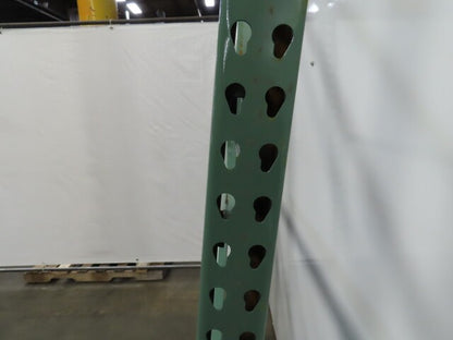 48" x 12' x 3"x3" Teardrop Pallet Racking Upright Leg 22,900 lbs Capacity NEW   Welded GREEN