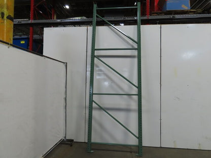48" x 12' x 3"x3" Teardrop Pallet Racking Upright Leg 22,900 lbs Capacity NEW   Welded GREEN