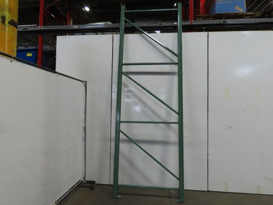48" x 12' x 3"x3" Teardrop Pallet Racking Upright Leg 22,900 lbs Capacity NEW   Welded GREEN