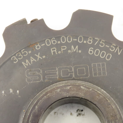 Seco 335.T8-06.00-0.875-5N 6" x 7/8" Indexing Slot Cutter 1-1/2" Arbor