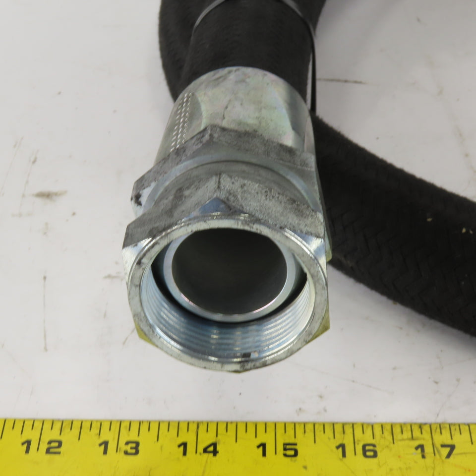 8' x 1-1/2" ID Flexible Fiber Braded Hydraulic Hose W1212-24 Female Swivel Ends