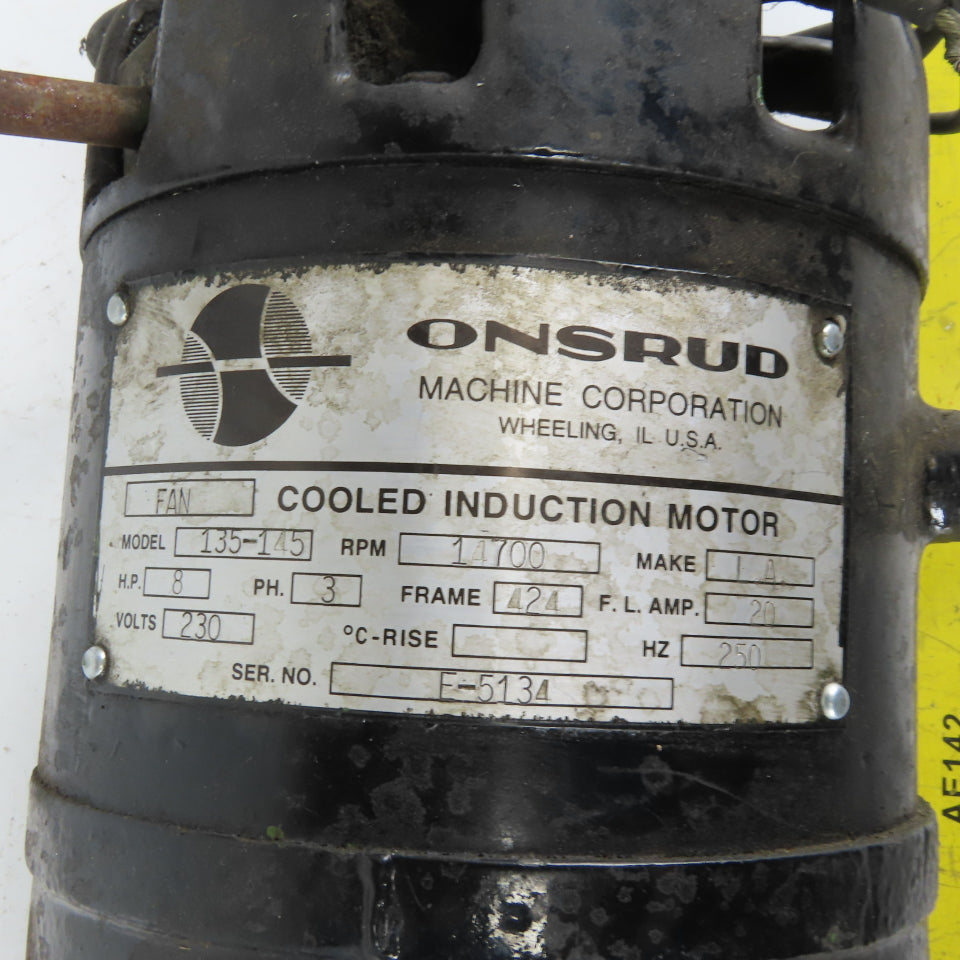 Onsrud 135-145 8Hp 230V 3Ph 14,700 RPM Routing Spindle Motor