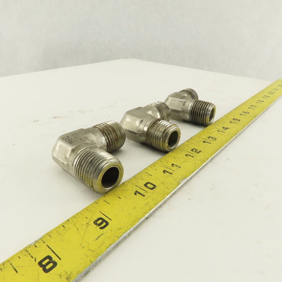 Cajon 90° Elbow Male 1/2" NPT Fitting 316 Stainless Steel lot of 3