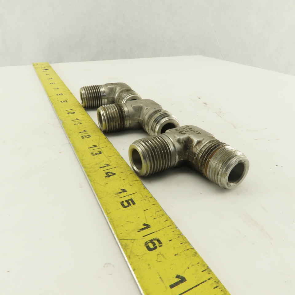 Cajon 90° Elbow Male 1/2" NPT Fitting 316 Stainless Steel lot of 3