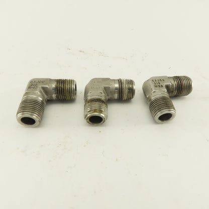 Cajon 90° Elbow Male 1/2" NPT Fitting 316 Stainless Steel lot of 3