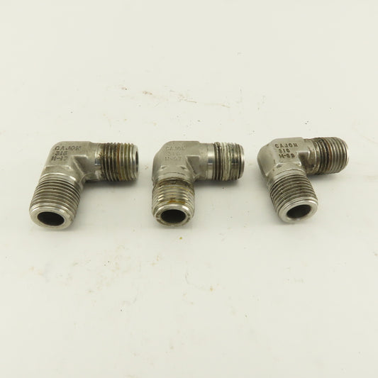Cajon 90° Elbow Male 1/2" NPT Fitting 316 Stainless Steel lot of 3