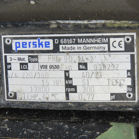 Perske FRL90.14-2 Spindle Motor 17800 RPM 220/230V 15Hp 3Ph