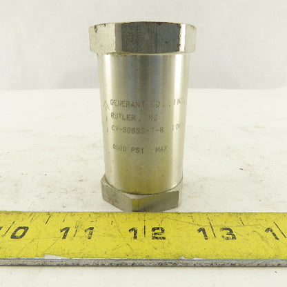 Generant CV-506SS-T-8 1/2" NPT Stainless Steel Check Valve 4500PSI Max