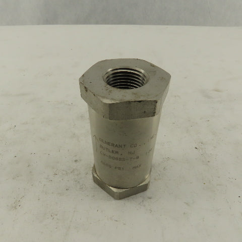 Generant CV-506SS-T-8 1/2" NPT Stainless Steel Check Valve 4500PSI Max
