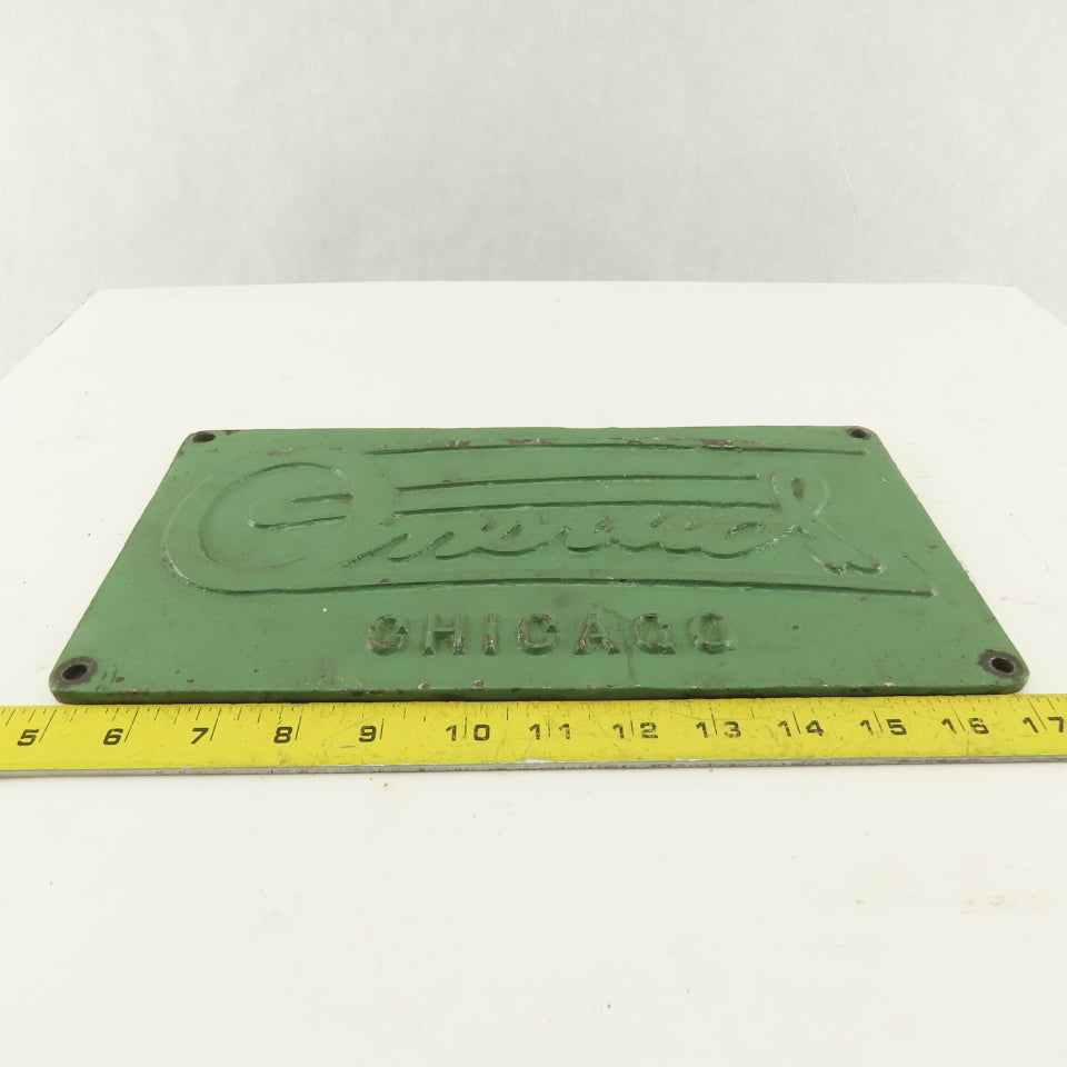 Onsrud Chicago 12-1/2" x 6-1/2" Pin Router Cast Iron Name Plate