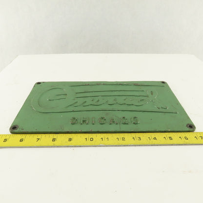 Onsrud Chicago 12-1/2" x 6-1/2" Pin Router Cast Iron Name Plate