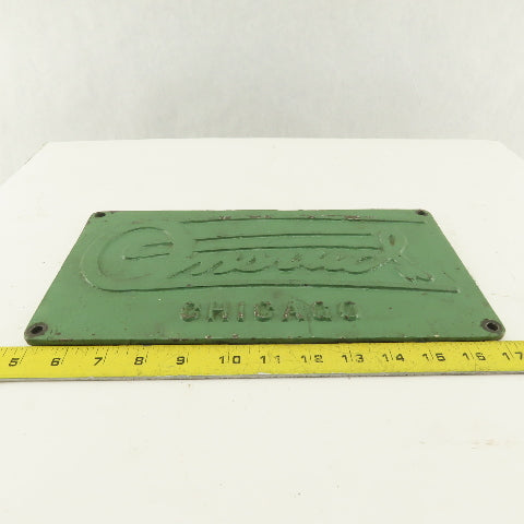 Onsrud Chicago 12-1/2" x 6-1/2" Pin Router Cast Iron Name Plate
