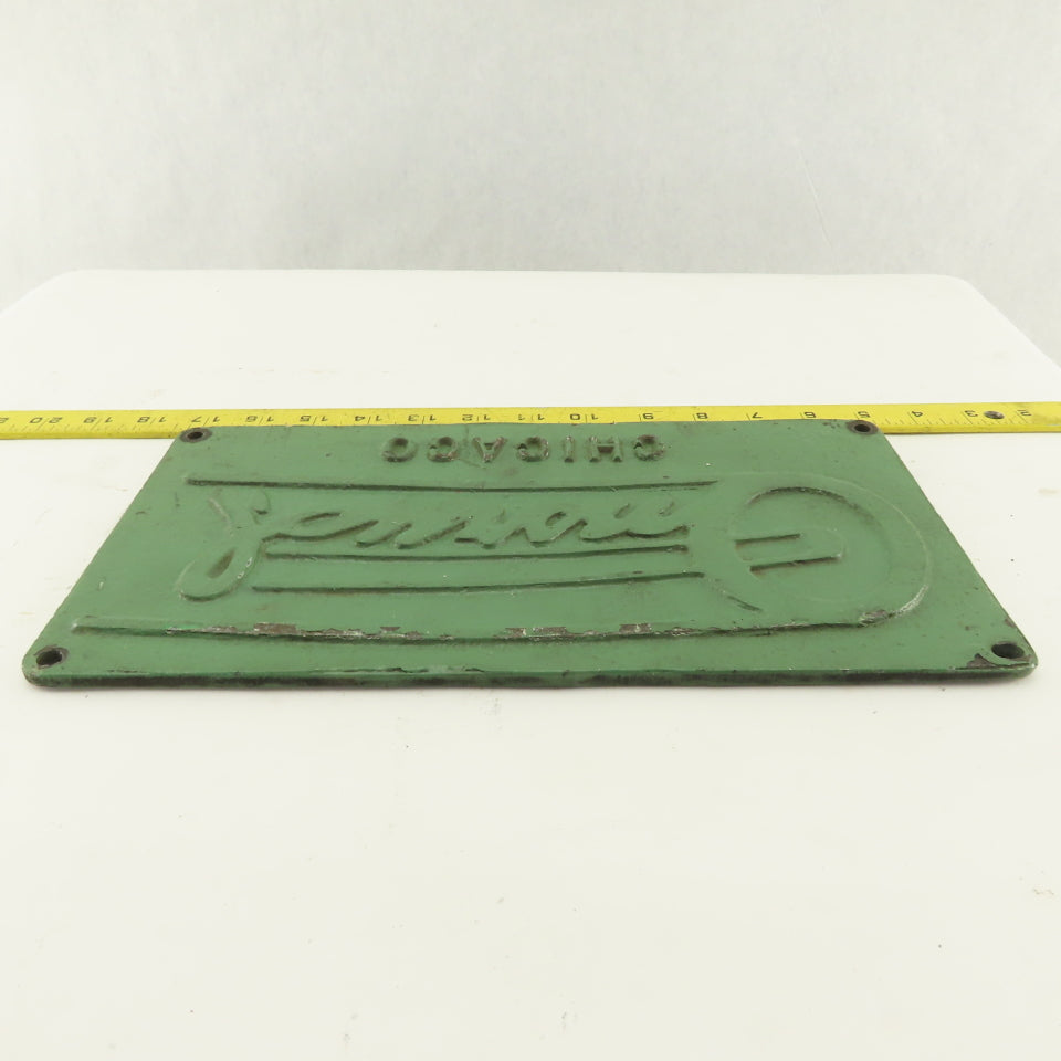 Onsrud Chicago 12-1/2" x 6-1/2" Pin Router Cast Iron Name Plate