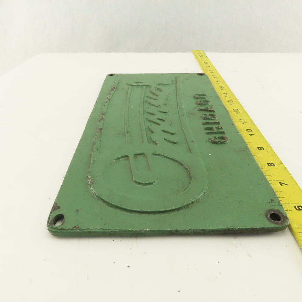Onsrud Chicago 12-1/2" x 6-1/2" Pin Router Cast Iron Name Plate