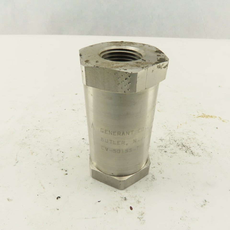 Generant CV-501SS-T-1 1/2" NPT Stainless Steel Check Valve 3000PSI Max