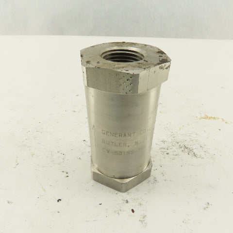 Generant CV-501SS-T-1 1/2" NPT Stainless Steel Check Valve 3000PSI Max