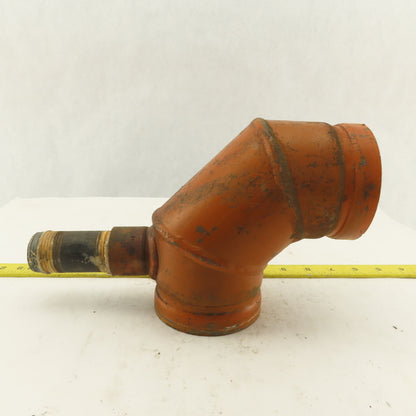 TexLine 3" Groove Lock 300WP Fire System Drain Elbow 90° 1" NPT