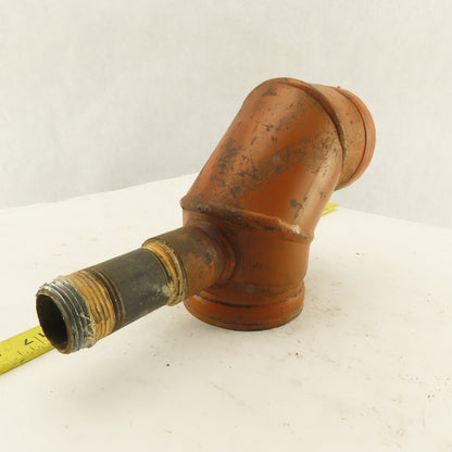 TexLine 3" Groove Lock 300WP Fire System Drain Elbow 90° 1" NPT