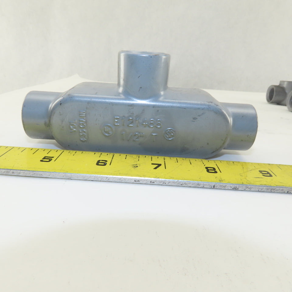 1/2" Trade Threaded Aluminum Conduit T Body Lot of 8