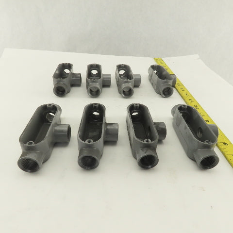 1/2" Trade Threaded Aluminum Conduit T Body Lot of 8